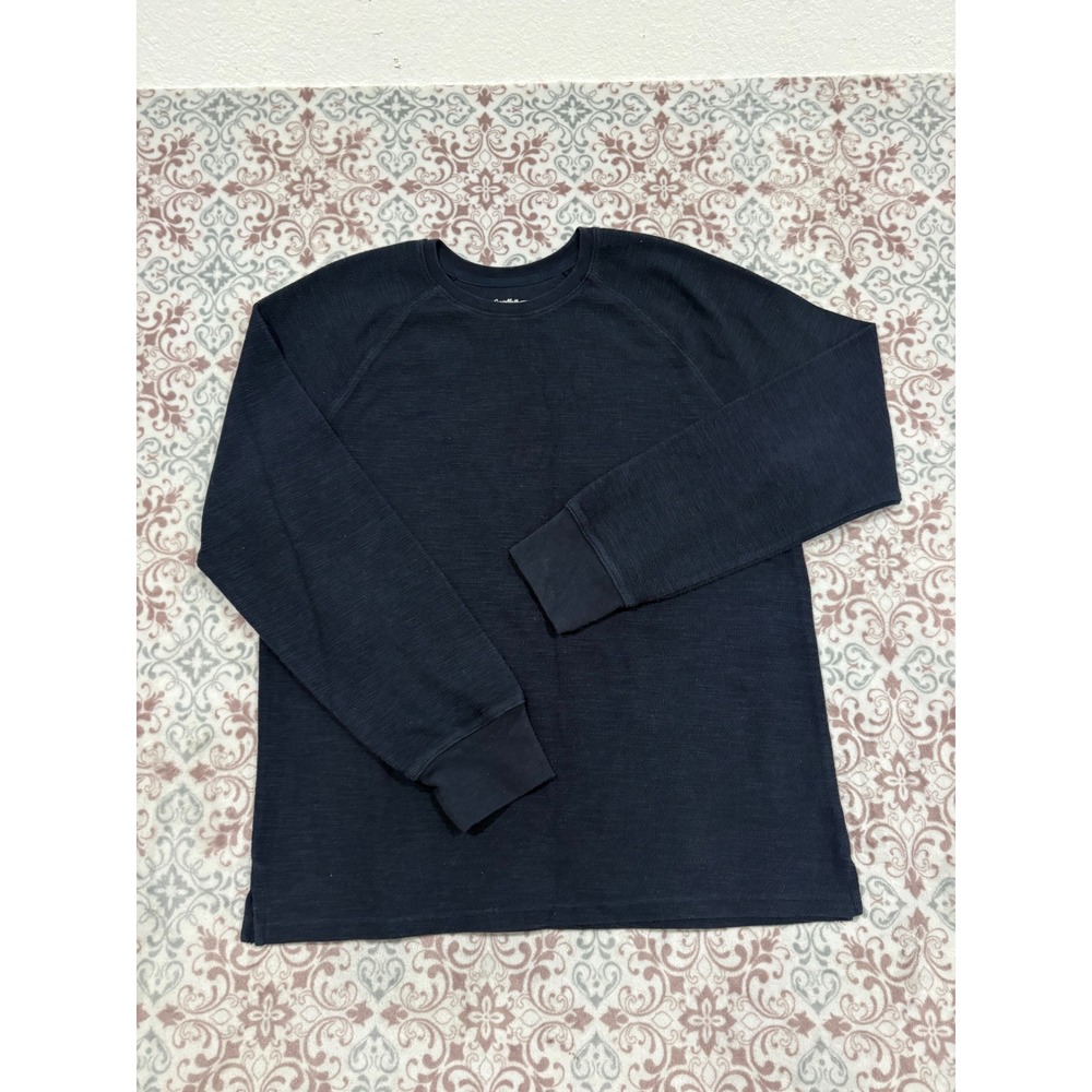 Goodfellow & Co Mens Navy Blue Waffle Knit Thermal Long Sleeve Shirt Size L